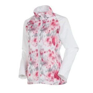 SUNICE Windwear Golf Jacket Womens L Pink & White Floral Lightweight
